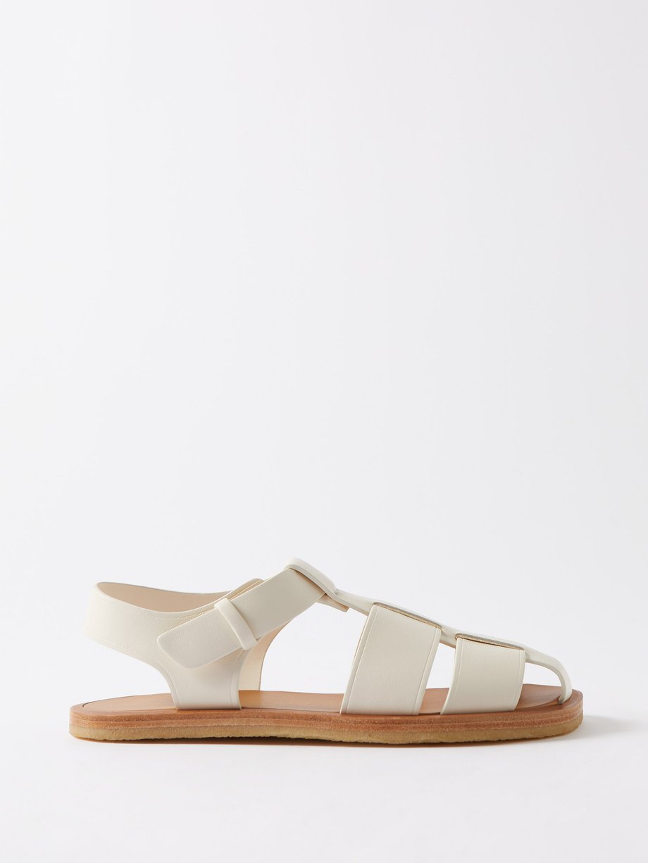 White Fisherman leather sandals | The Row | MATCHES UK