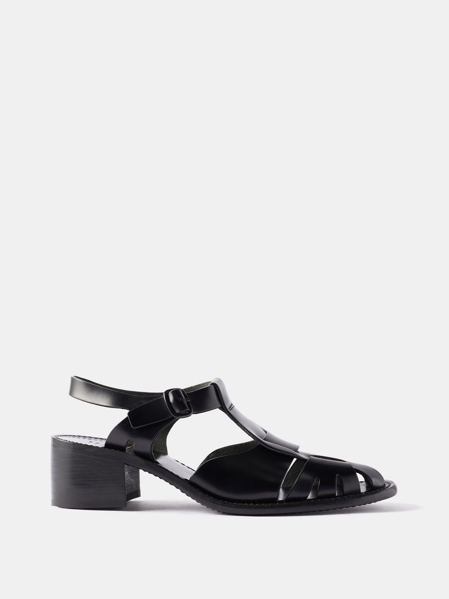 헤레우 Hereu Black Pesca cutout leather heeled sandals