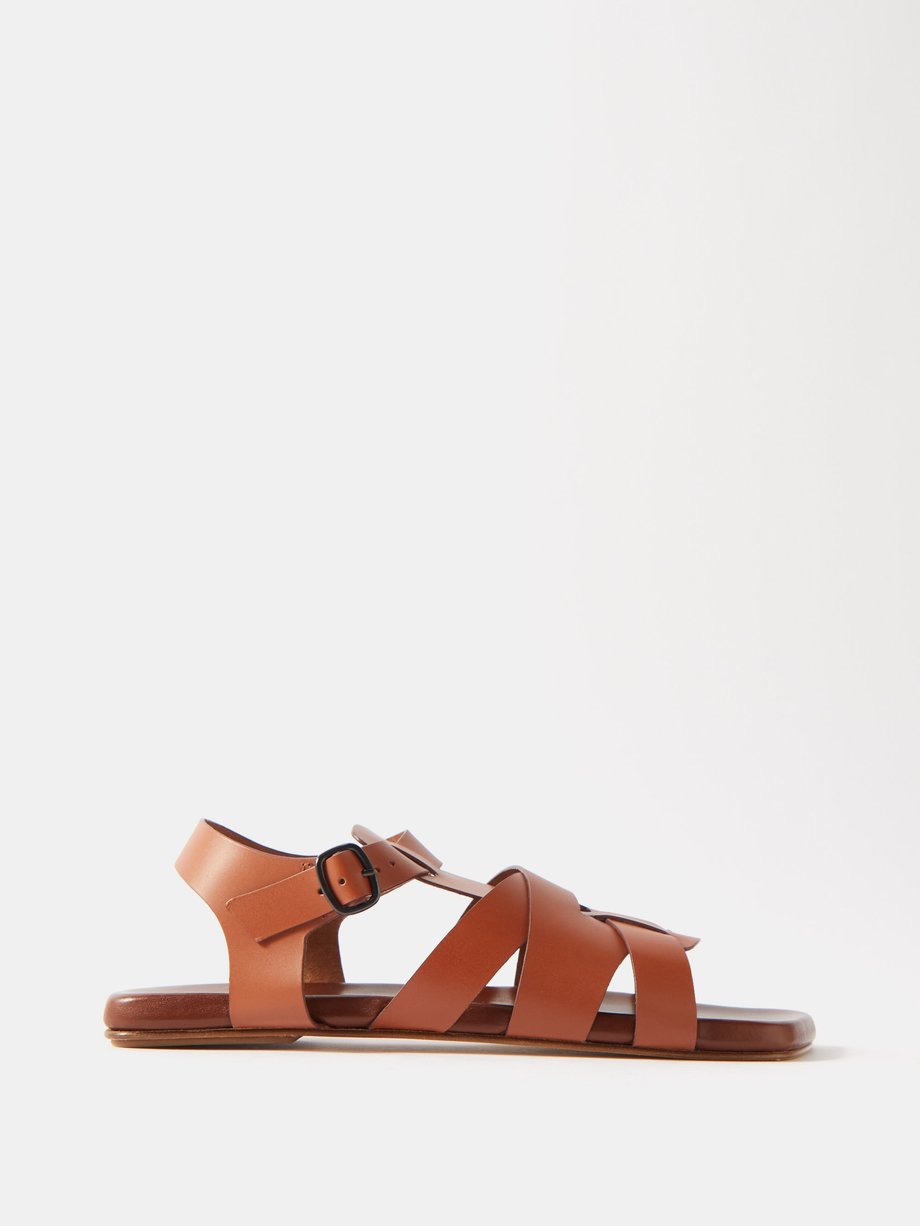 Brown Ponsa square-toe leather sandals | Hereu | MATCHES UK