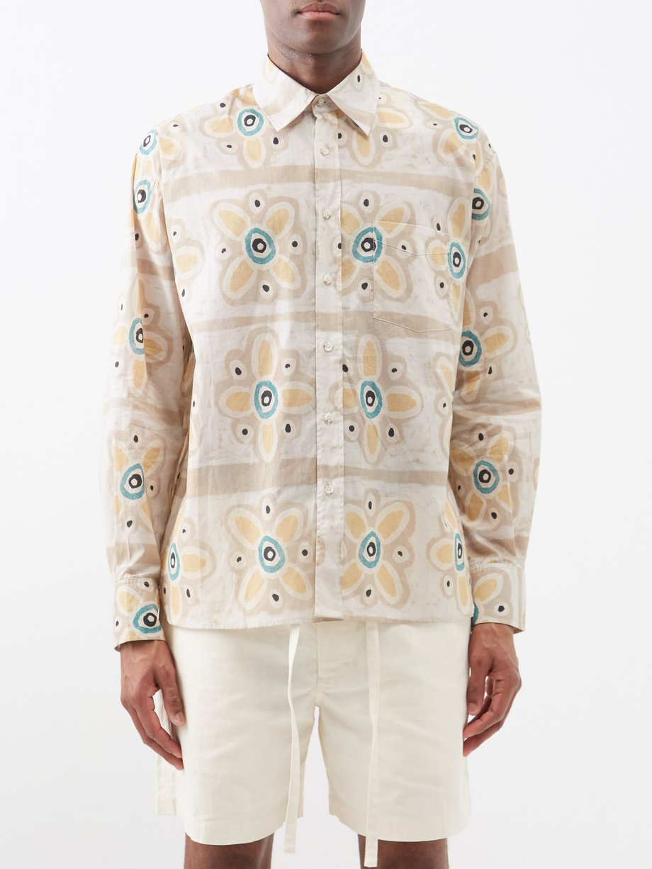 Commas Floral-print cotton-poplin shirt