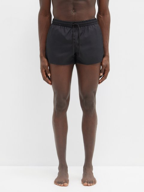 GUCCI Slim-Fit Mid-Length Logo-Print Striped Swim Shorts for Men