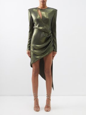David Koma Side-slit asymmetric sequinned dress