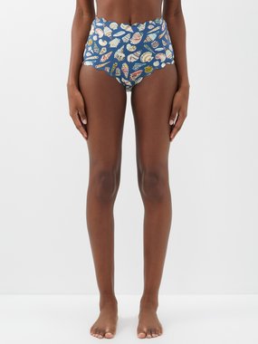 Marysia Santa Monica shell-print high-rise bikini briefs