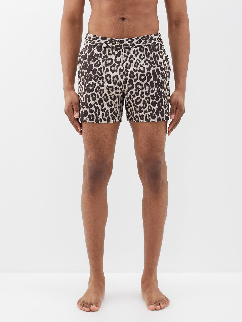 Black Leopard-print swim shorts | Tom Ford | MATCHES UK