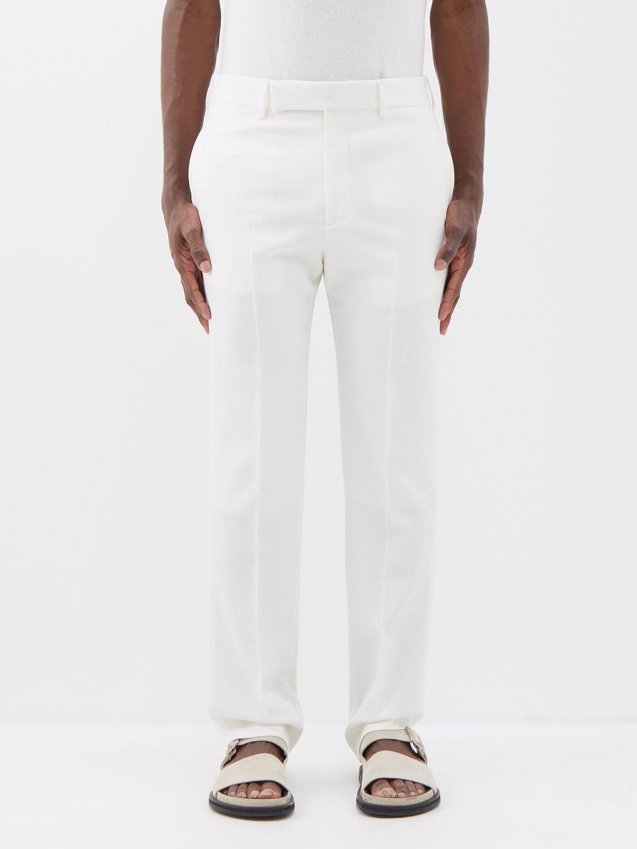 Wool Pleated Pants W/ Buckle Straps