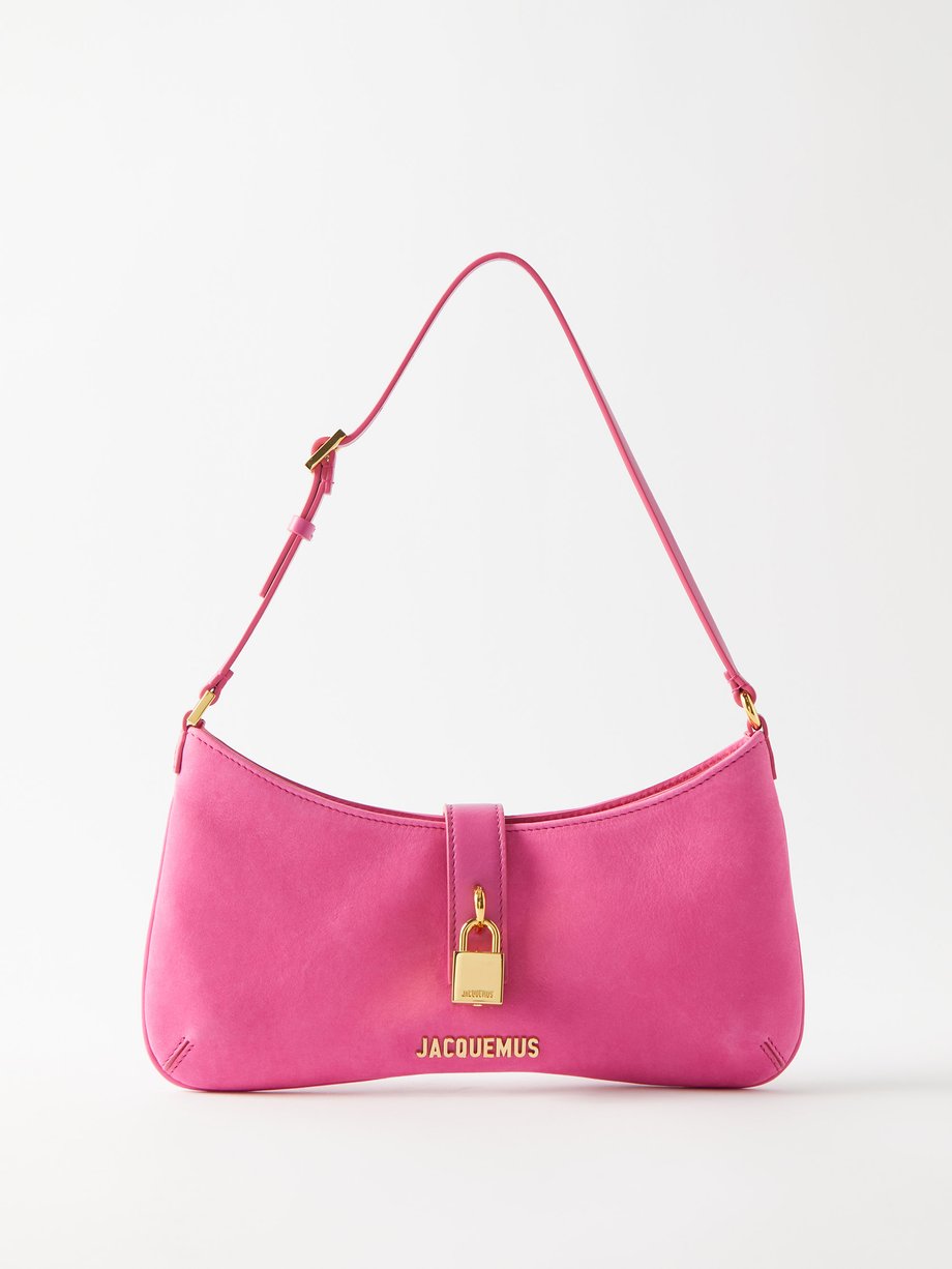 Pink Bisou Cadenas nubuck-leather shoulder bag | Jacquemus ...