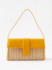 Yellow Bambino wicker and leather shoulder bag | Jacquemus ...