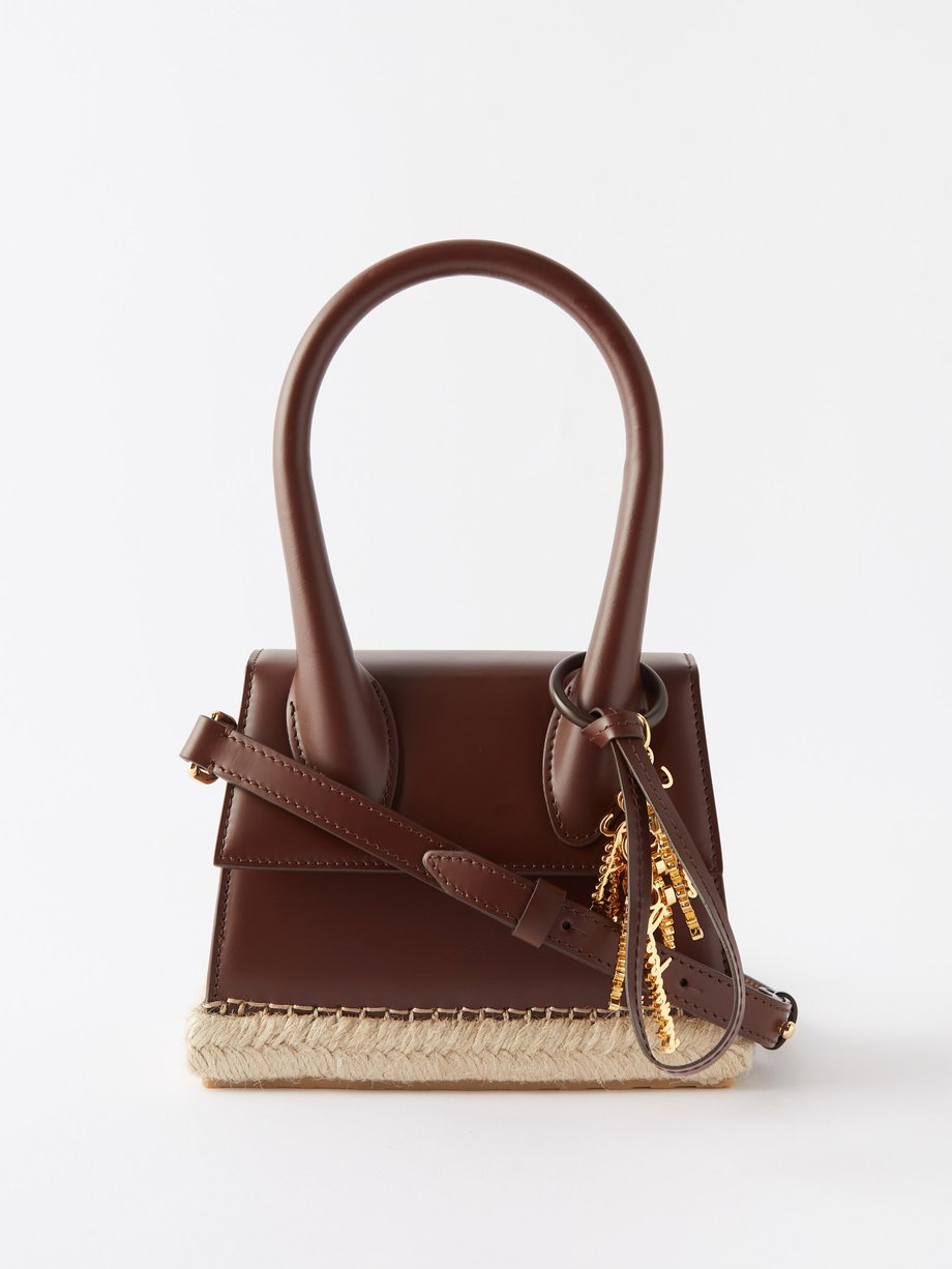 Brown Chiquito medium jute-trim leather handbag | Jacquemus ...