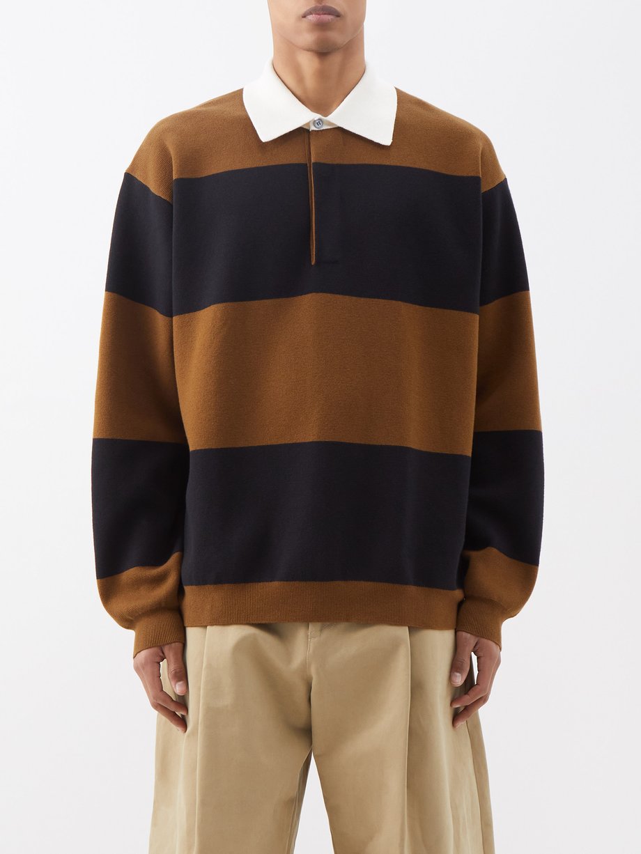 Brown Tarak striped wool-blend rugby sweatshirt | Studio Nicholson ...