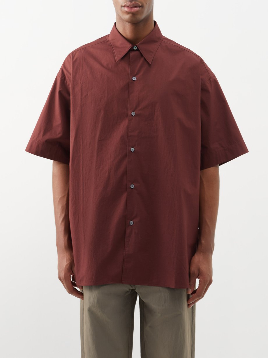 Burgundy Sorono cotton-poplin shirt | Studio Nicholson