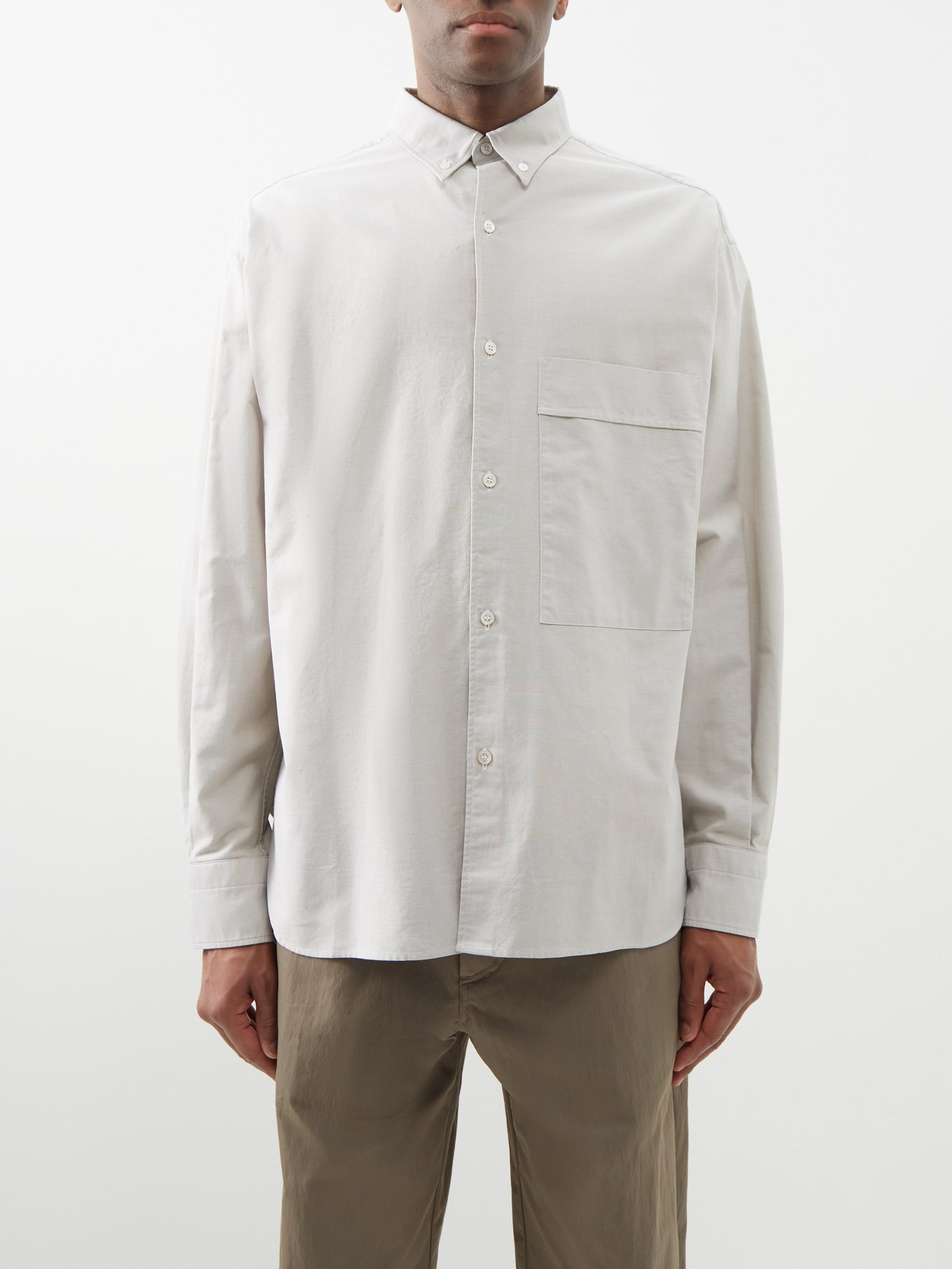 Grey Keble patch-pocket cotton shirt | Studio Nicholson