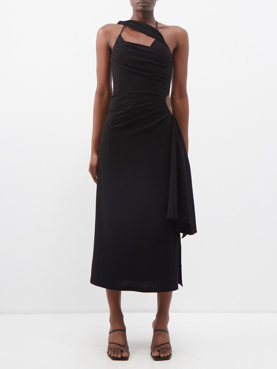 자크뮈스 Jacquemus BLACK Abanada side-cutout draped wool-blend dress