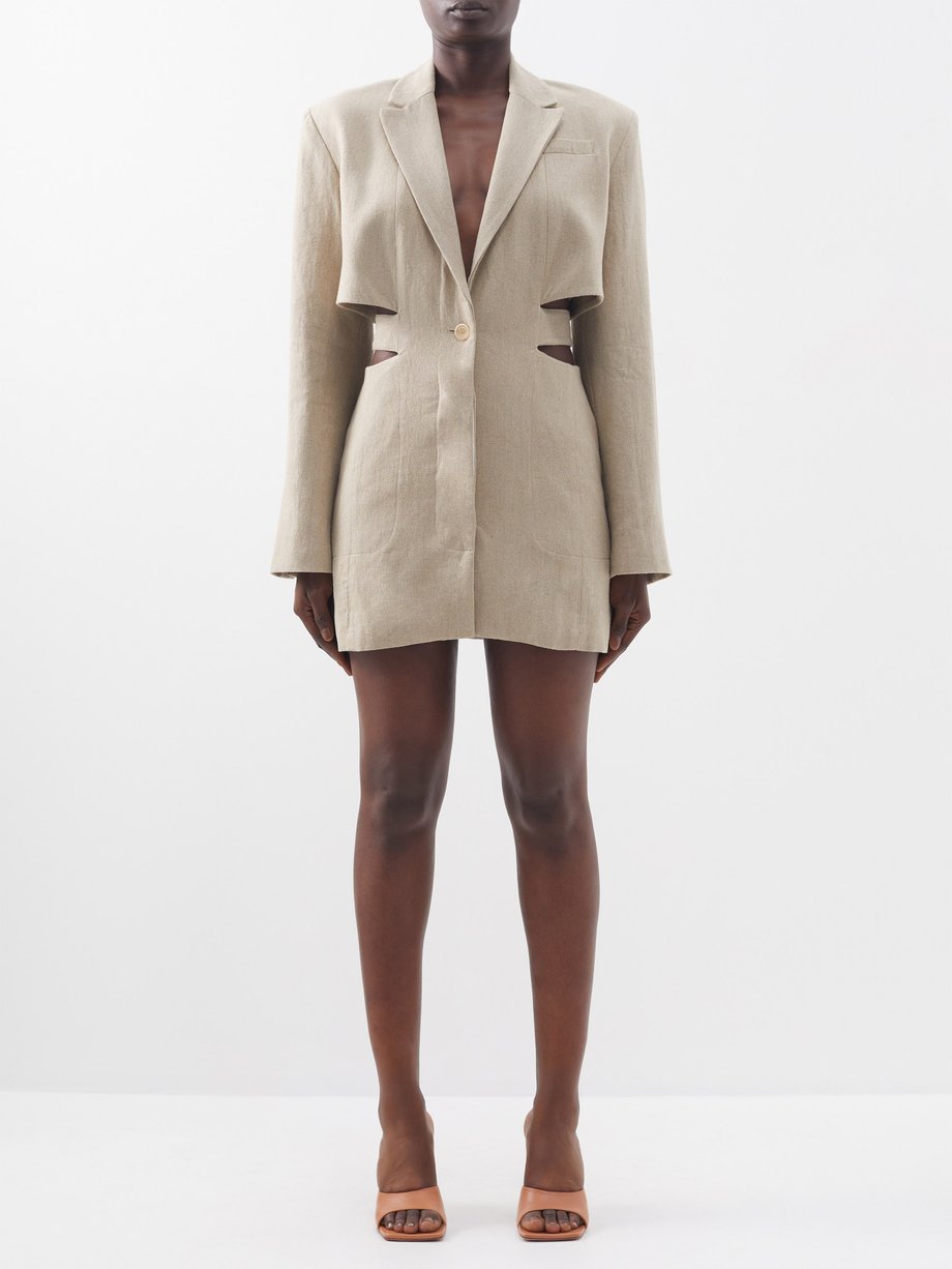 자크뮈스 Jacquemus Beige Bari cutout linen mini dress