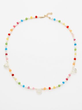 Roxanne First Disco agate, pearl & 14kt gold necklace