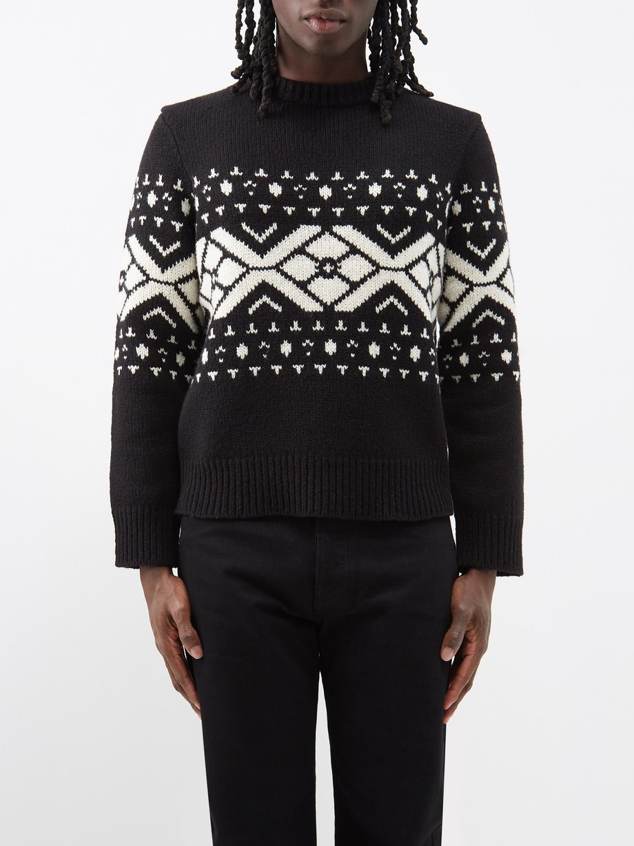 Black Josef Fair Isle merino-blend sweater | Nili Lotan