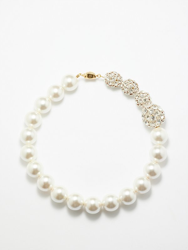 Timeless Pearly Faux-pearl, crystal & gold-plated choker necklace