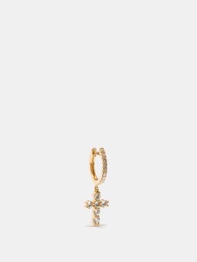 Anita Ko Cross diamond & 18kt gold single earring