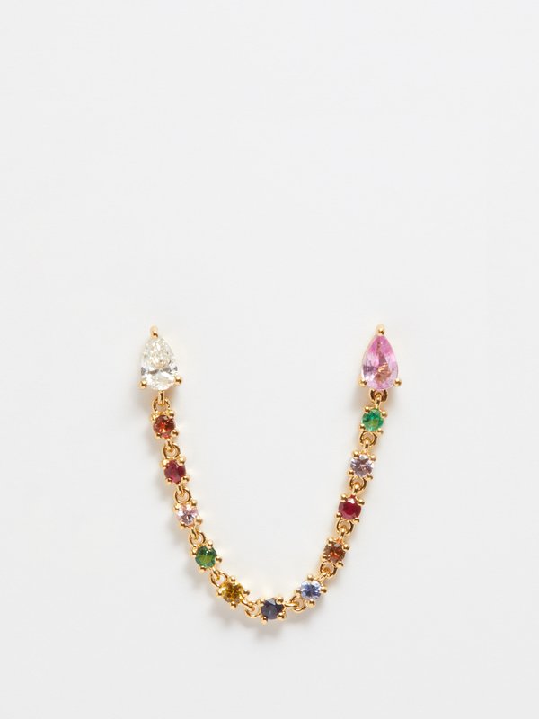 Anita Ko Double Loop diamond, sapphire & 18kt gold earring