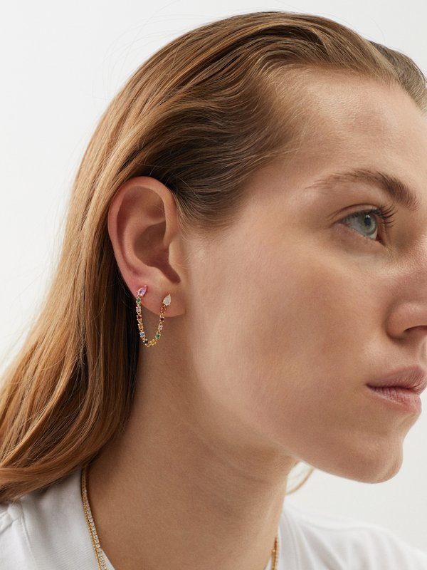Anita Ko Double Loop diamond, sapphire & 18kt gold earring