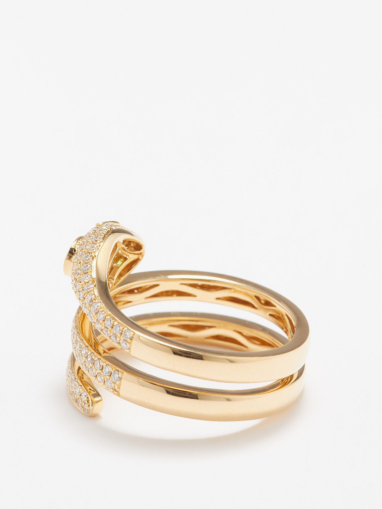 Coil ring emerald Snake diamond, | MATCHES & Gold Ko Anita 18kt gold UK |