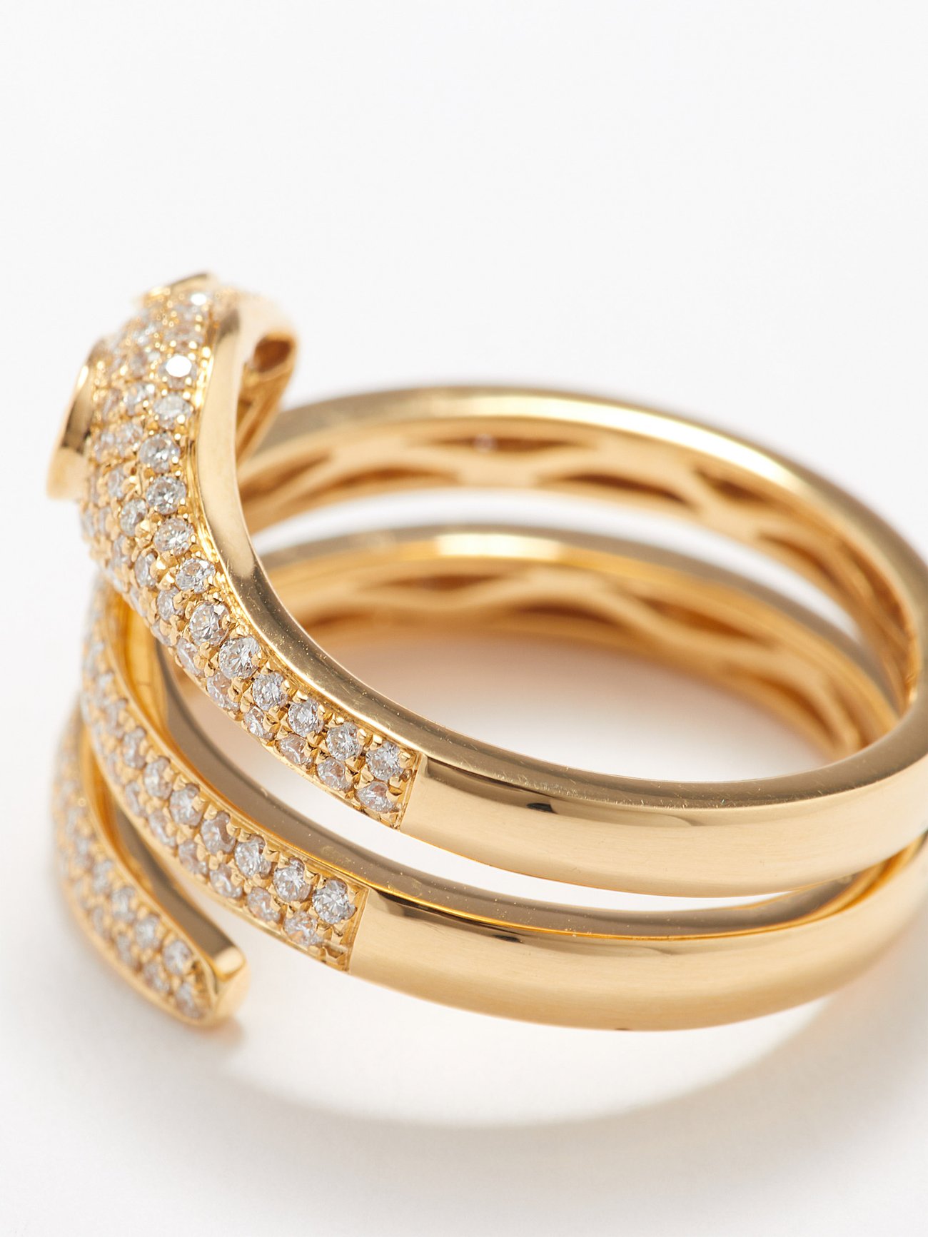 Gold Snake Coil diamond, emerald & 18kt gold ring | Anita Ko | MATCHES UK | Fingerringe