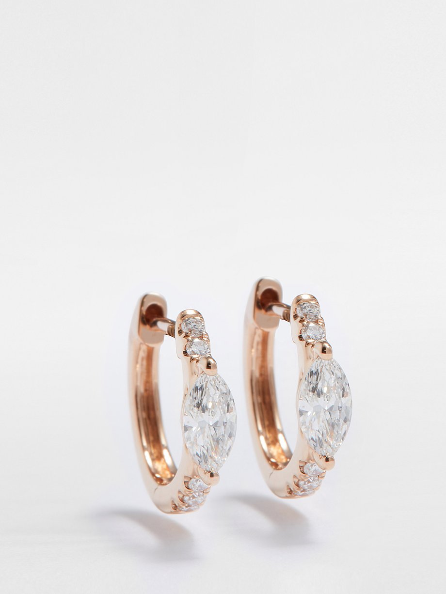 Gold multi Diamond & 18kt rose-gold huggie earrings | Anita Ko | MATCHES UK