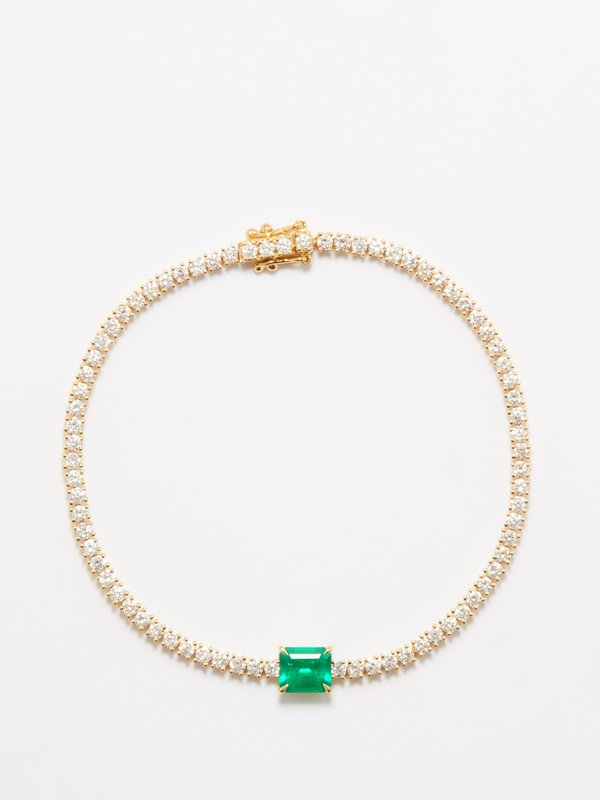 Anita Ko Hepburn diamond, emerald & 18kt gold bracelet
