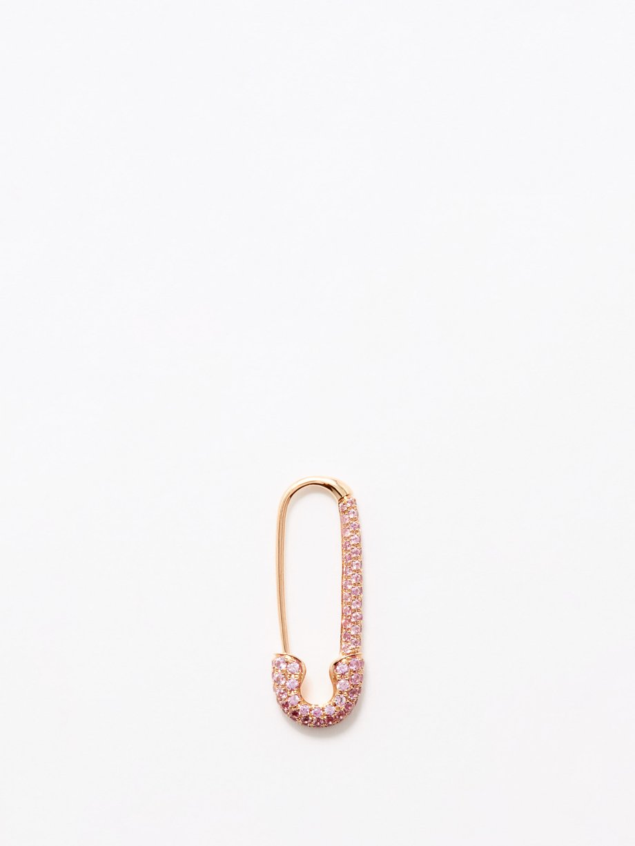 Anita Ko Safety Pin 18kt Rose Gold Earring - Pink