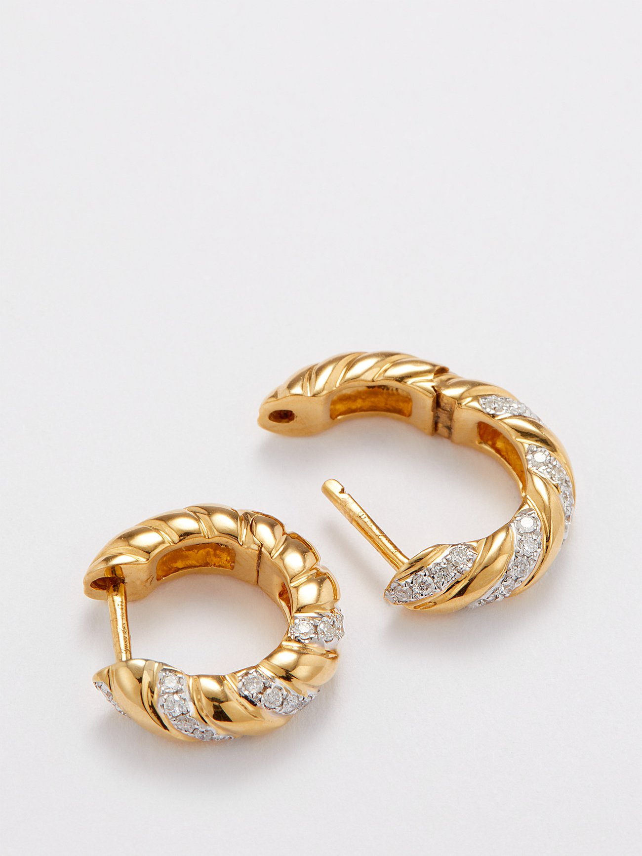 Earrings Mini Boule Disco Diamants - Diamonds, yellow and white gold -  Yvonne Léon