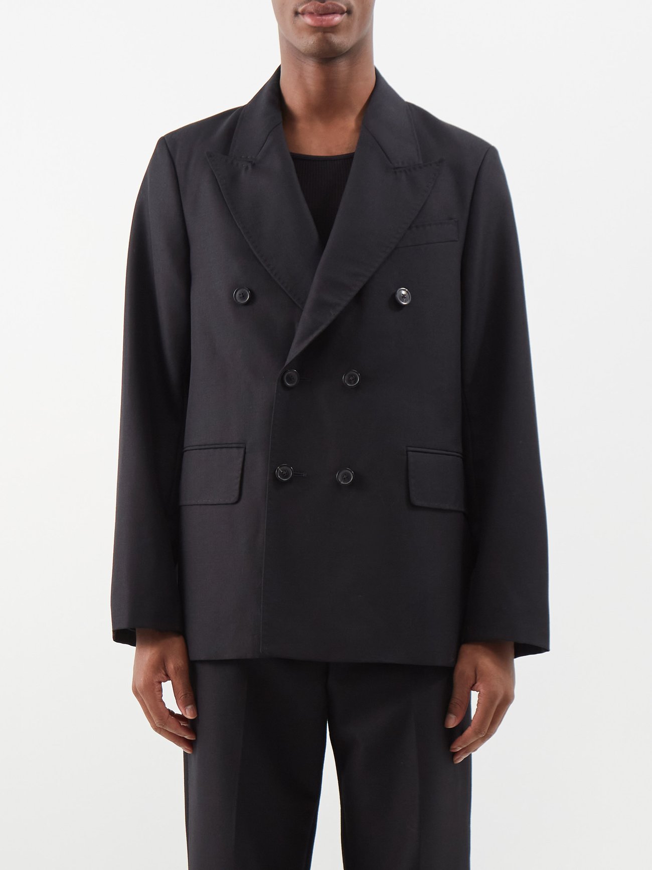 Black Work Shop double-breasted wool suit jacket | Our Legacy