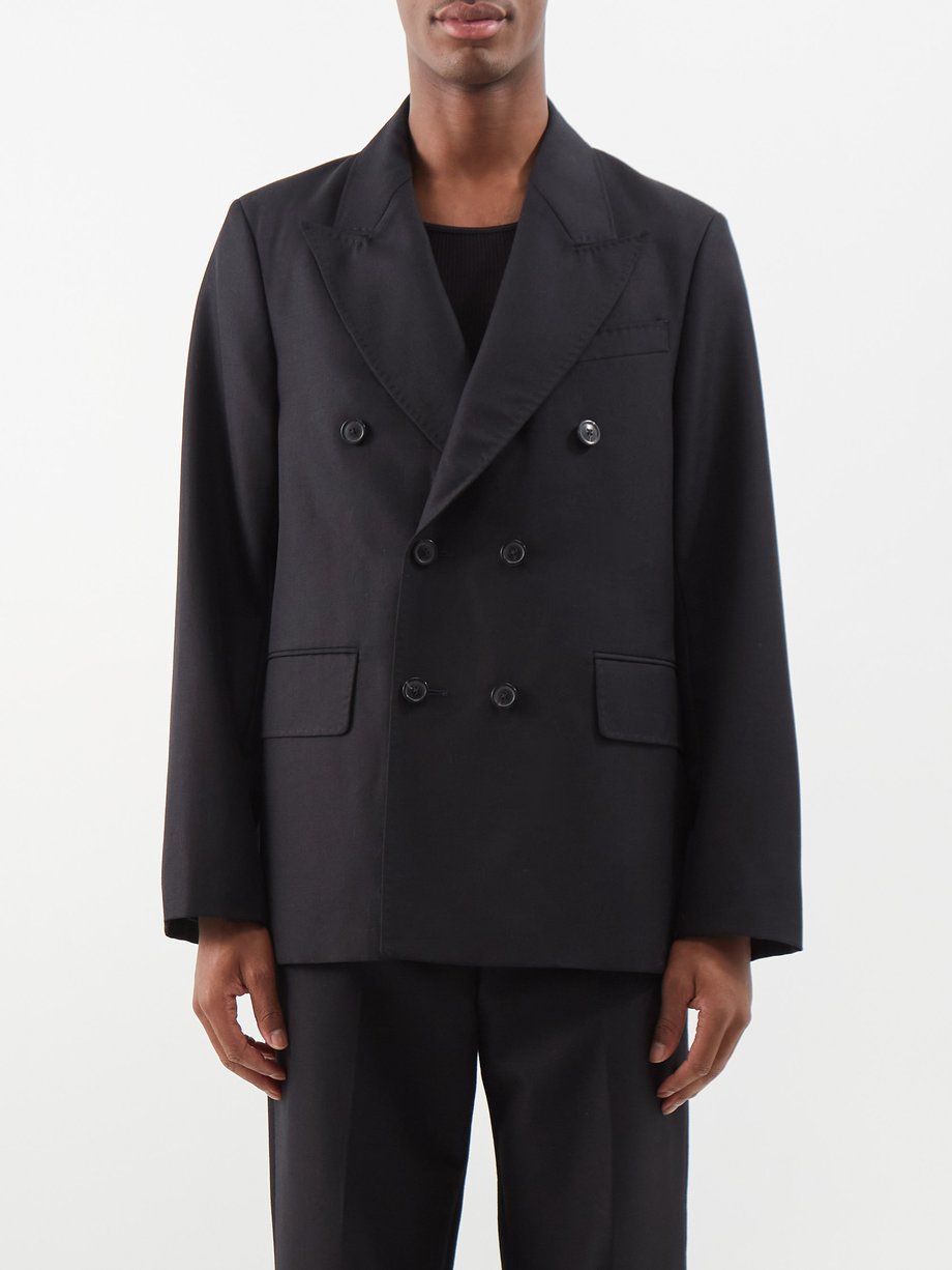 Work Shop double-breasted wool suit jacket