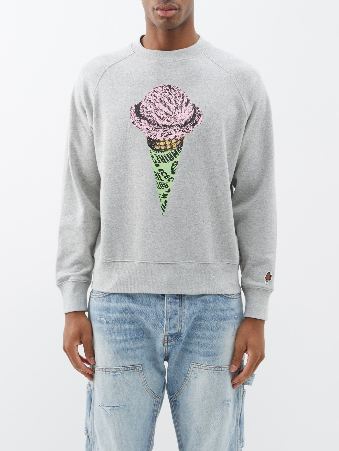 Cone-print cotton-jersey sweatshirt video