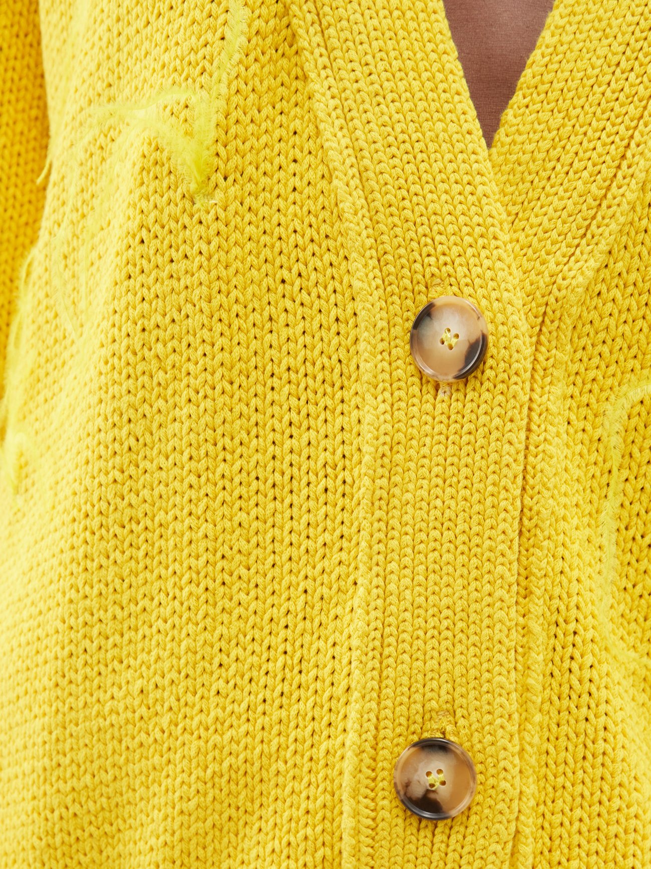 Yellow Oversized feather-embellished cotton cardigan | Marques