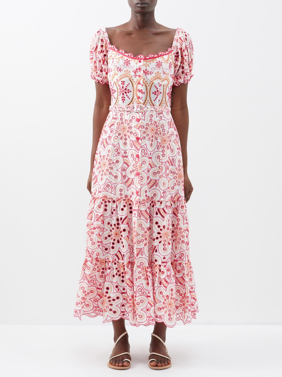 Pink Lana embroidered cotton-blend dress | Charo Ruiz | MATCHESFASHION UK