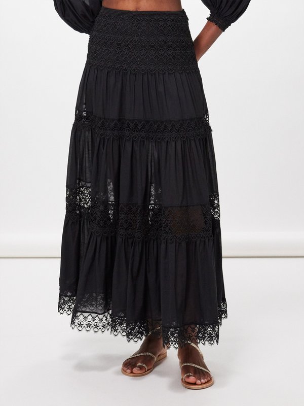 Charo Ruiz Silke guipure-lace cotton-blend skirt