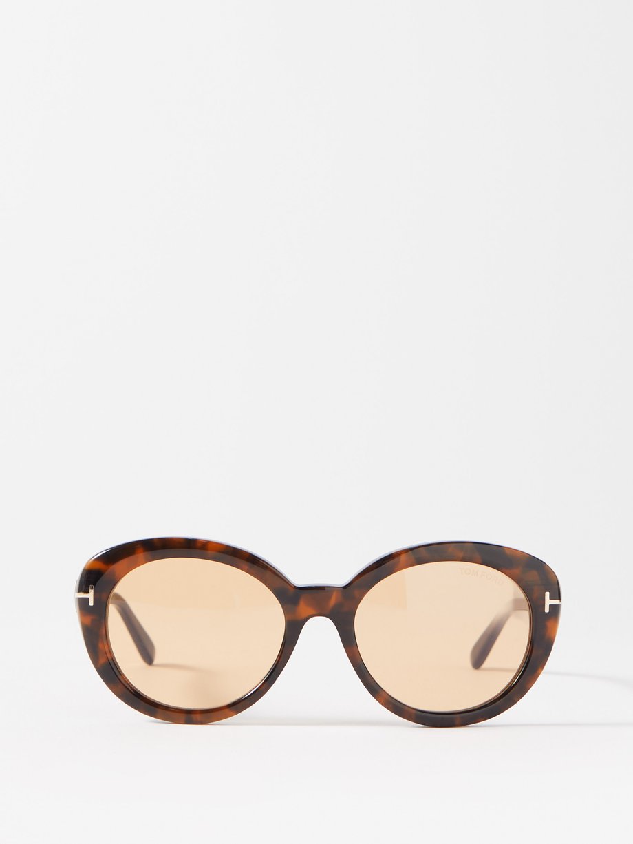 탐 포드 Tom Ford Brown Lily-02 round tortoiseshell-acetate sunglasses