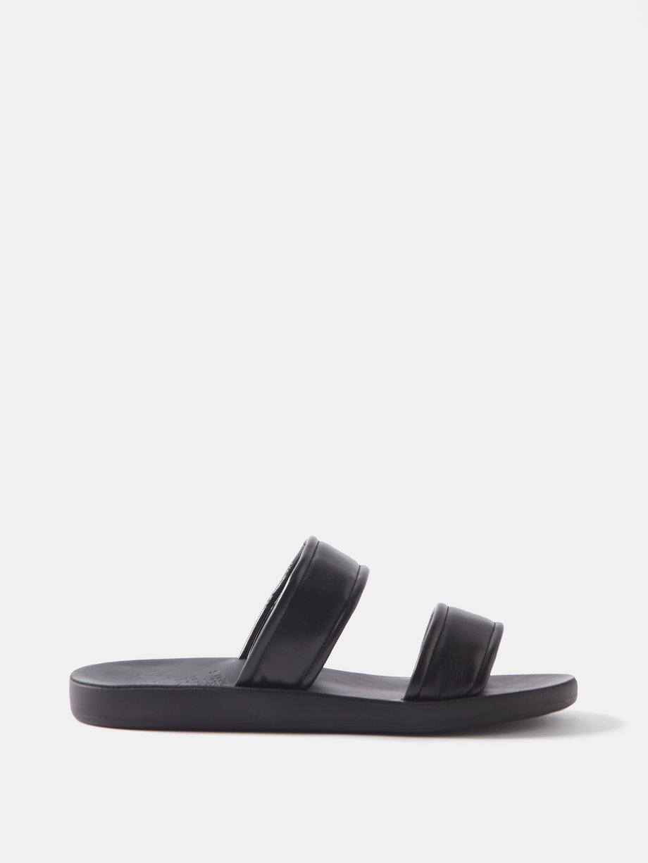 Black Enias two-strap leather sandals | Ancient Greek Sandals | MATCHES UK