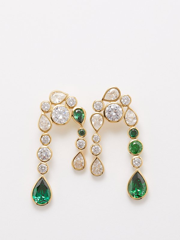 Completedworks Cubic zirconia & 18kt gold-vermeil drop earrings
