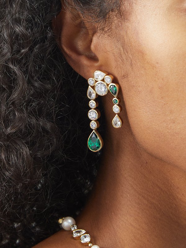 Completedworks Cubic zirconia & 18kt gold-vermeil drop earrings