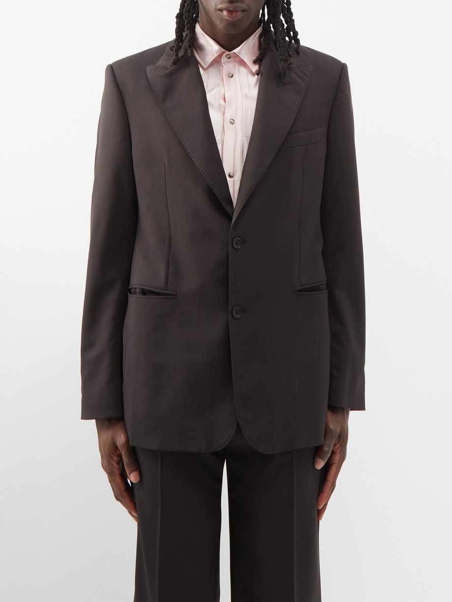 Brown Single-breasted wool suit blazer | Winnie New York ...