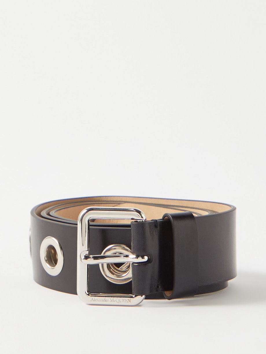 Black Eyelet-embellished leather belt | Alexander McQueen ...