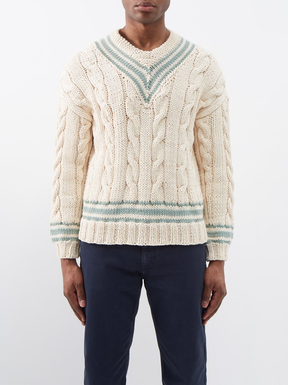 Beige V-Collegium cable-knit wool sweater | Visvim | MATCHESFASHION UK