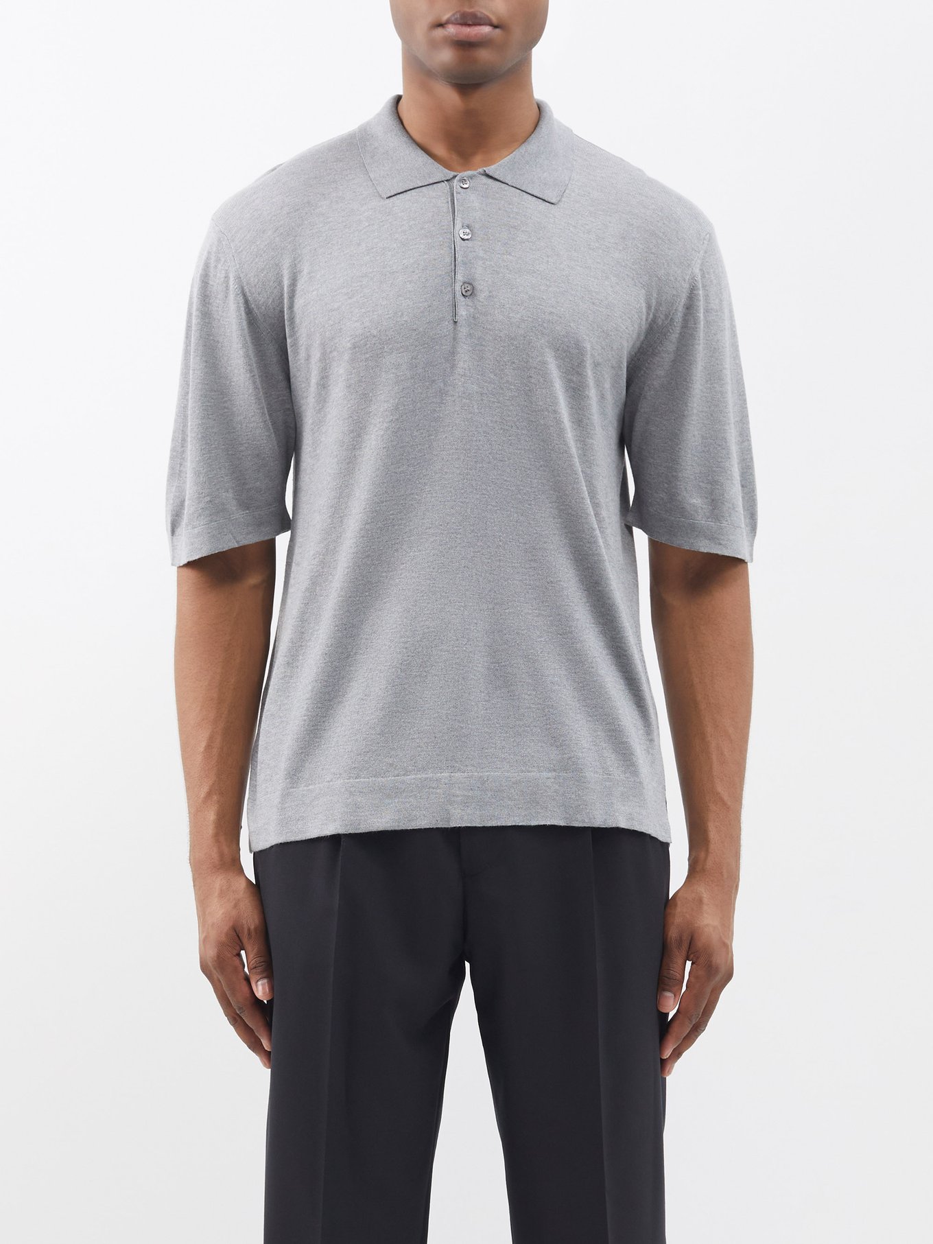 Grey Brutus organic cotton-blend polo shirt | Officine Générale | US