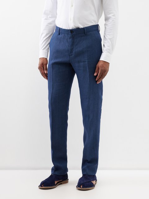 Féraud Gianni Premium 55% Linen Suit Trousers In Pale Blue for Men | Lyst