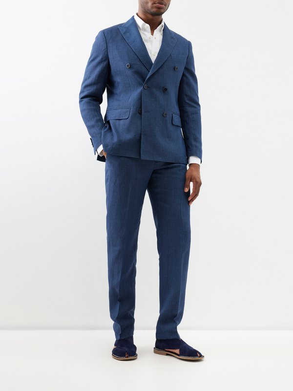 White Straight-leg linen suit trousers, 120% Lino