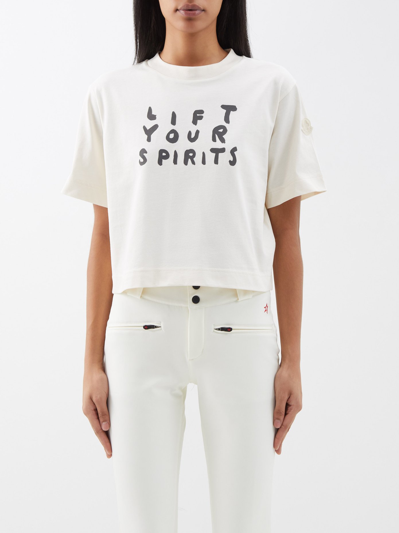 몽클레어 Moncler Lift Your Spirits-print cotton-jersey T-shirt,White