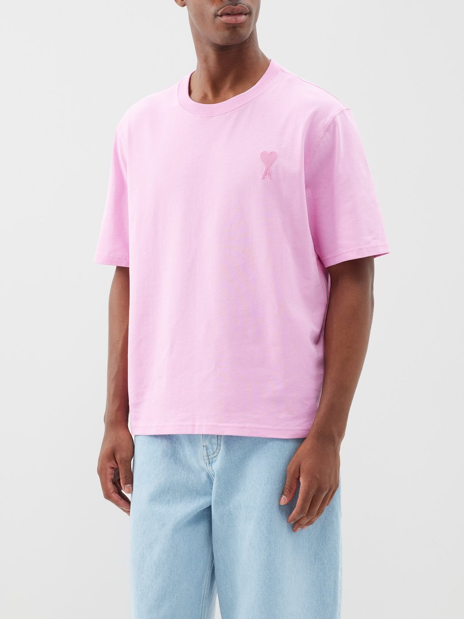 Pink Ami de Cœur-logo organic-cotton T-shirt | AMI | MATCHESFASHION UK