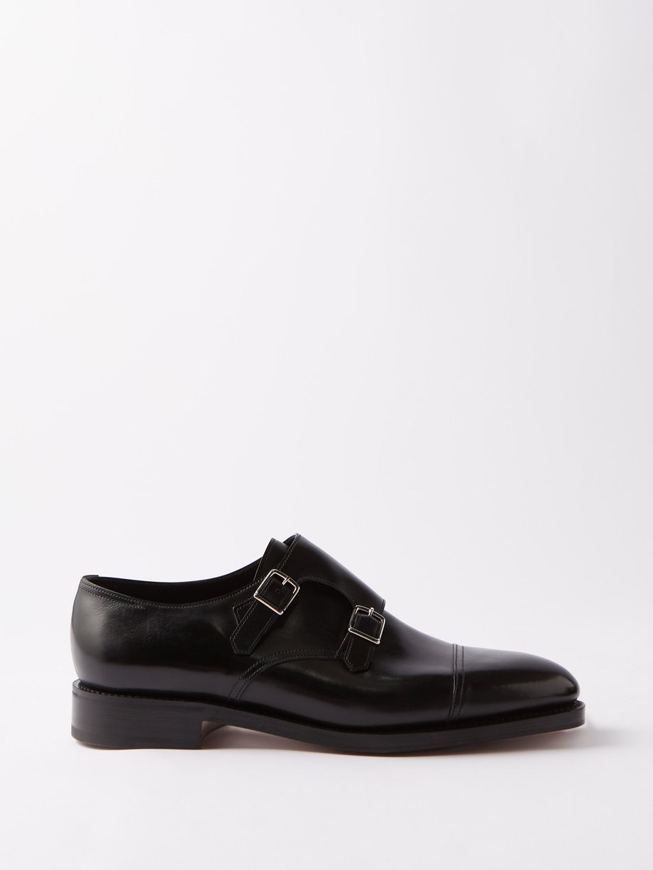 Black William monk-strap leather shoes | John Lobb | MATCHES UK