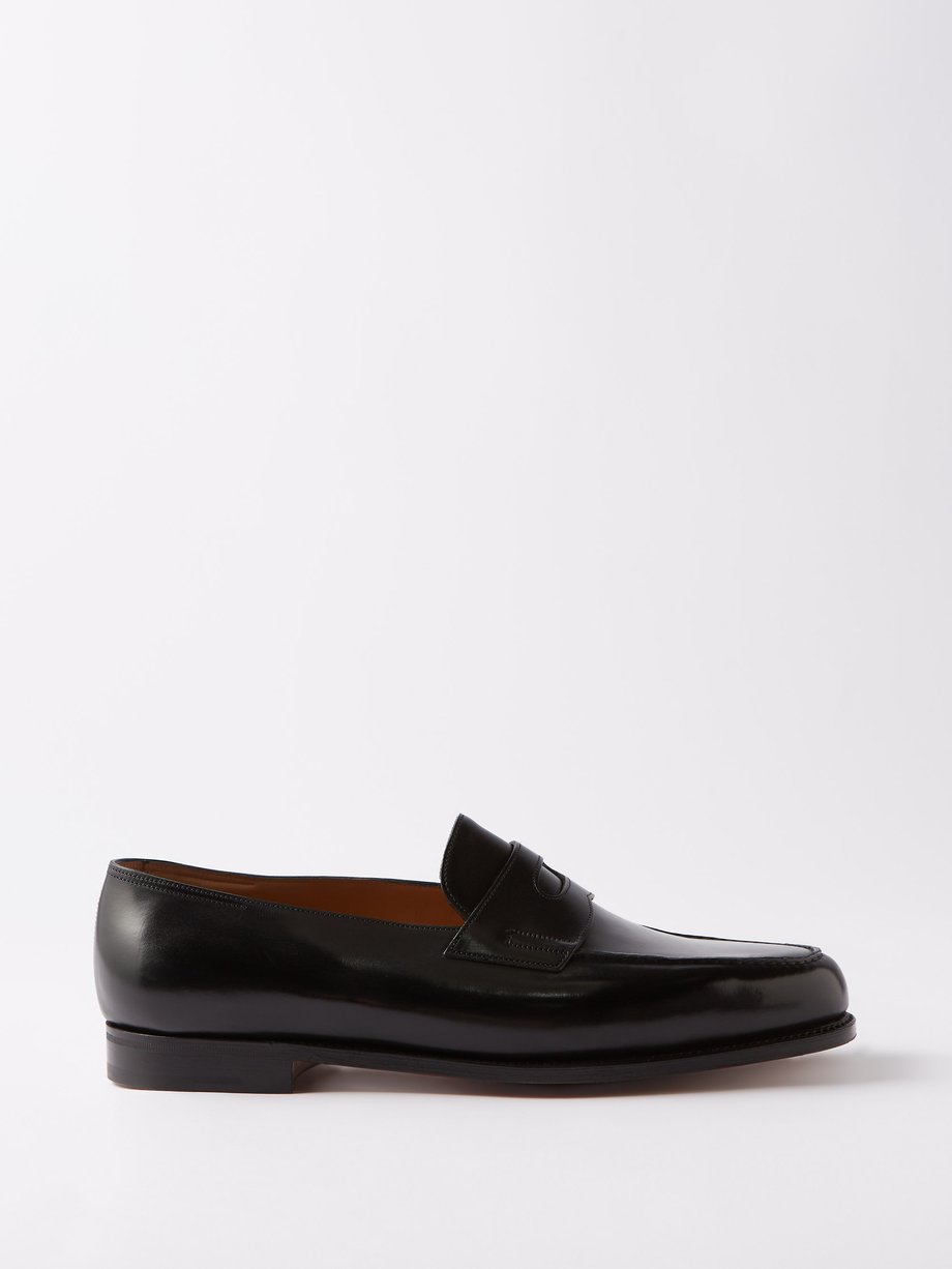 Black Lopez leather penny loafers | John Lobb | MATCHES UK