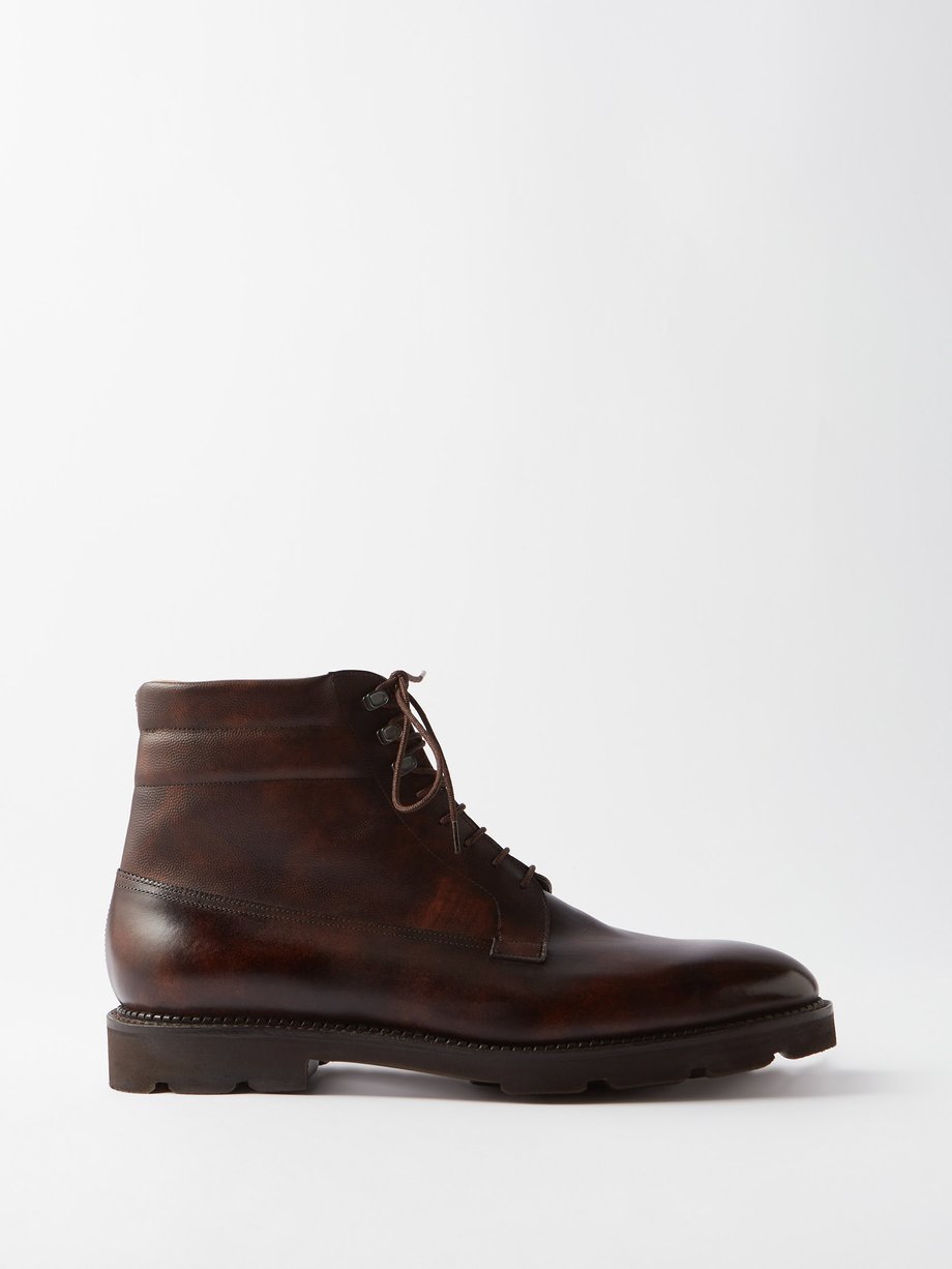 Brown Alder leather lace-up boots | John Lobb | MATCHES UK